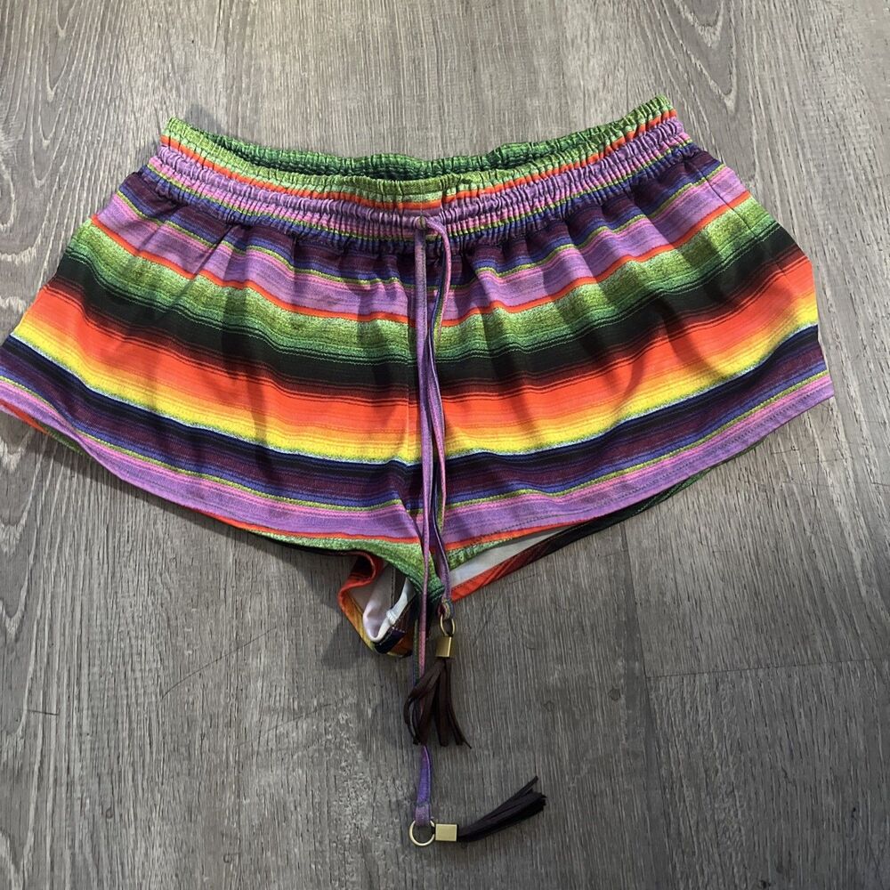 Pilyq Women’s Multicolor Striped Cover-Up, Short Shorts, Size M/L